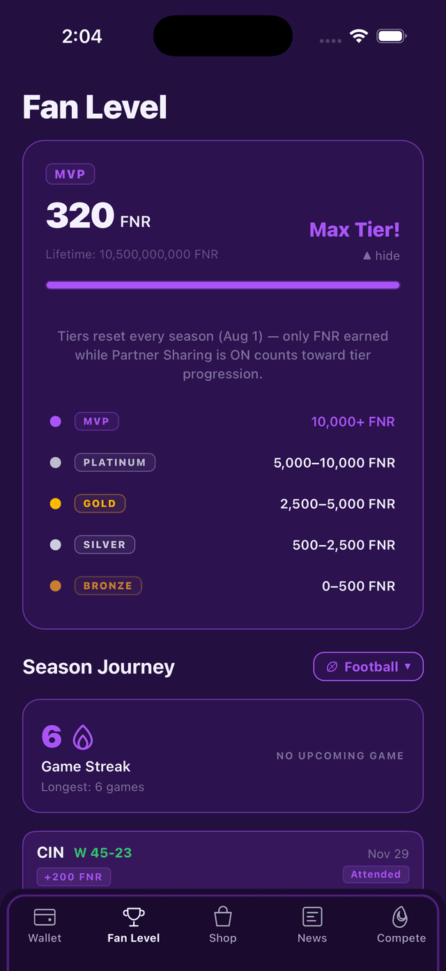 Fan Level & Leaderboard